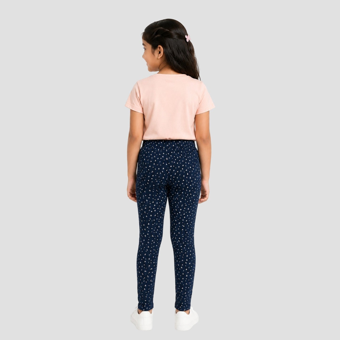 Charm N Cherish Girls' Navy Blue Printed Leggings | Soft Cotton Pack of 1