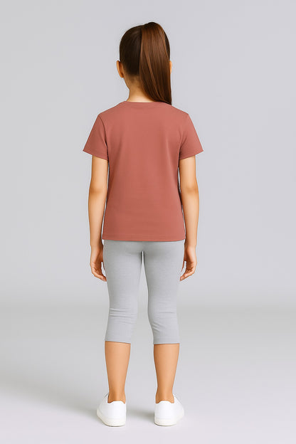 Girls 3/4th Legings Pack Of 1_ Grey Melange