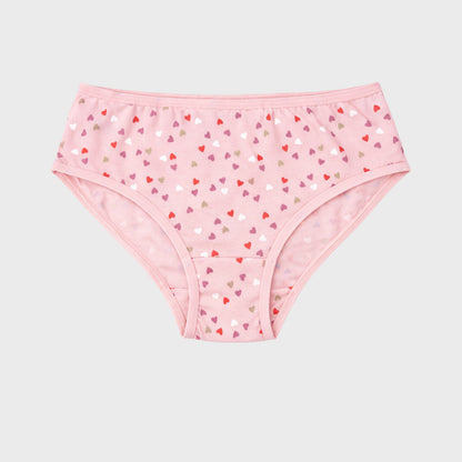 CharmnCherish Girls' Brief - Heart All Over Print Pack Of 5 for 2-11 Years - front view