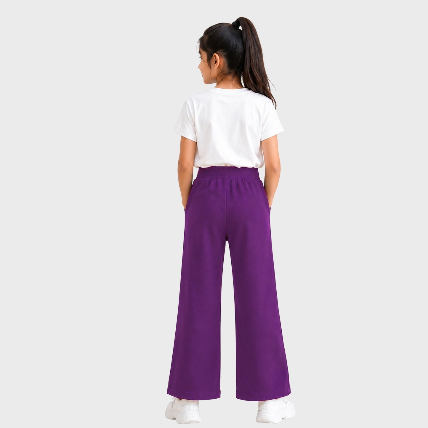 Premium Cotton Flare Pants for Girls – Pack 1 (Purple Color)
