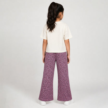 Girls' Cotton Flare Pants Dusty Rose Color