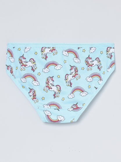 Girls Brief - Unicorn All Over Print & Solid Multicolor Brief Pack of 6.