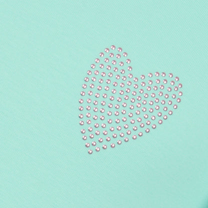 Girls Cotton Heart Printed T-Shirt - Aqua