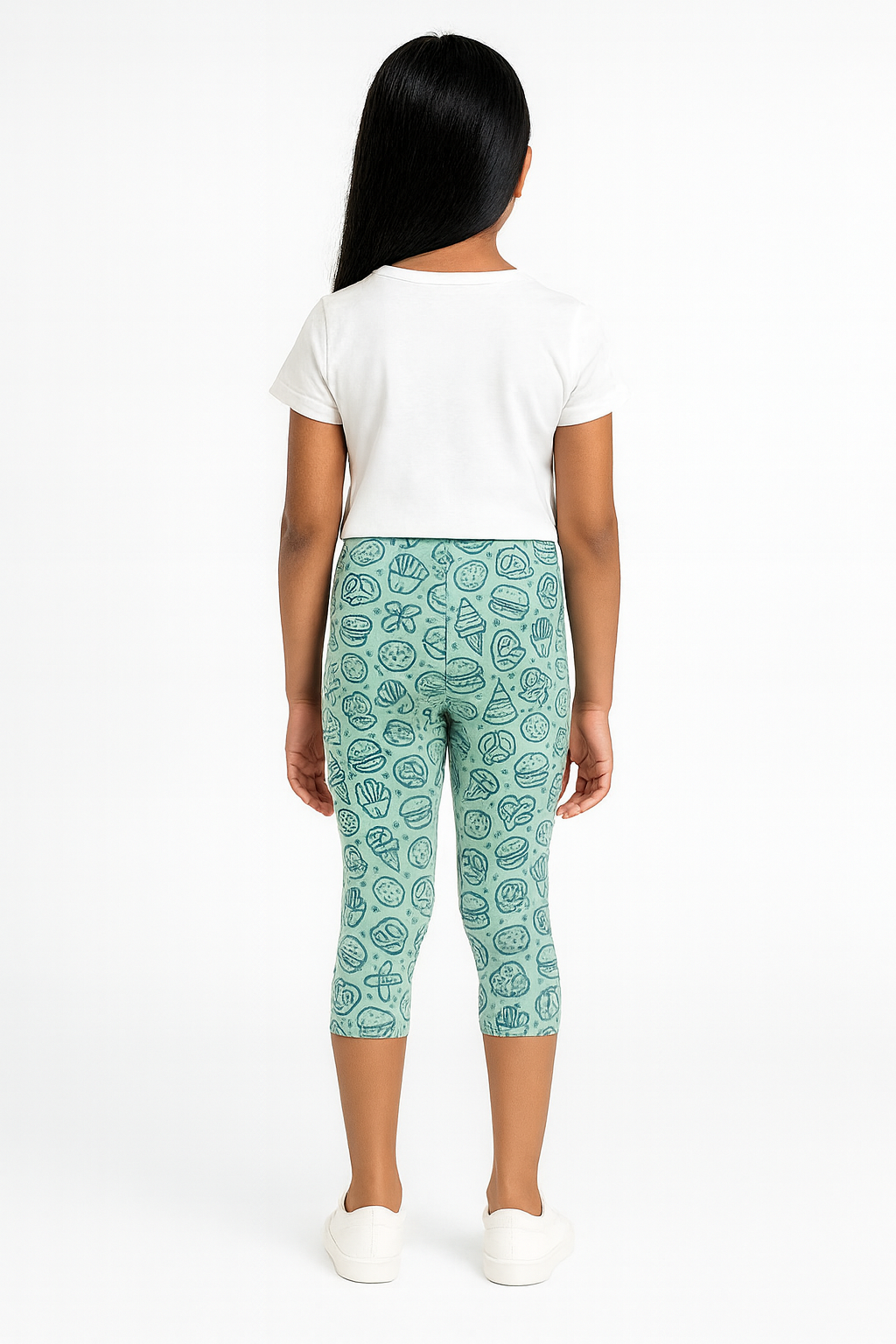 Girls' 3/4th Cotton Leggings - Green (Pack of 1)