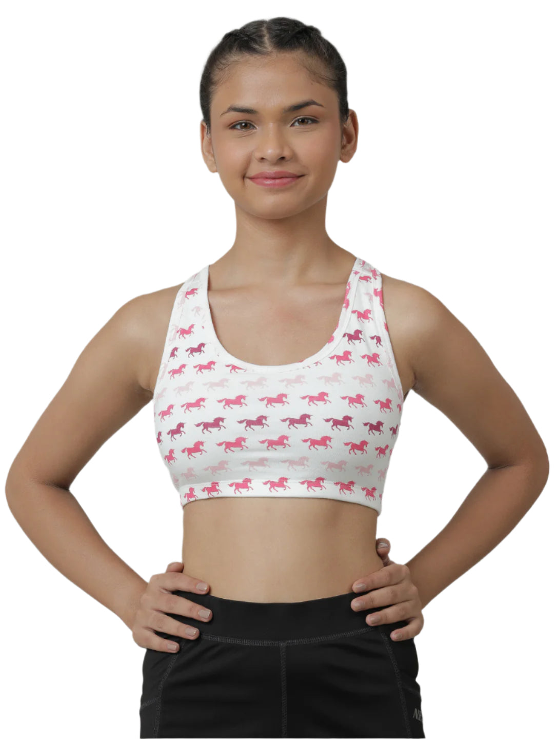 Sports Bra -Solid Colour & Horse All over Print combo of 3.