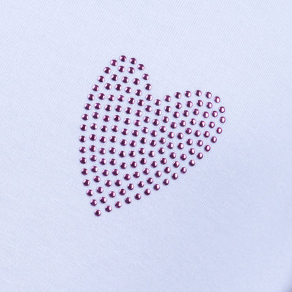Girls Cotton Heart Printed T-Shirt - White
