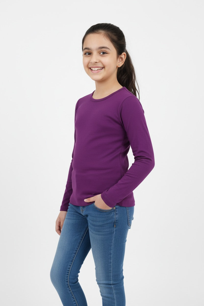Girls Full Sleeve Tshirt Pack of 1_Purple