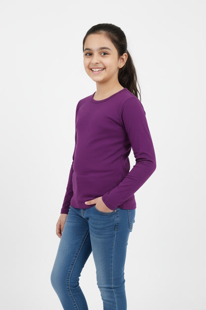 Girls Full Sleeve Tshirt Pack of 1_Purple