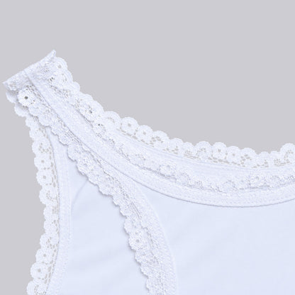 Girls' Lace Sleeveless Crop Tank Top - White