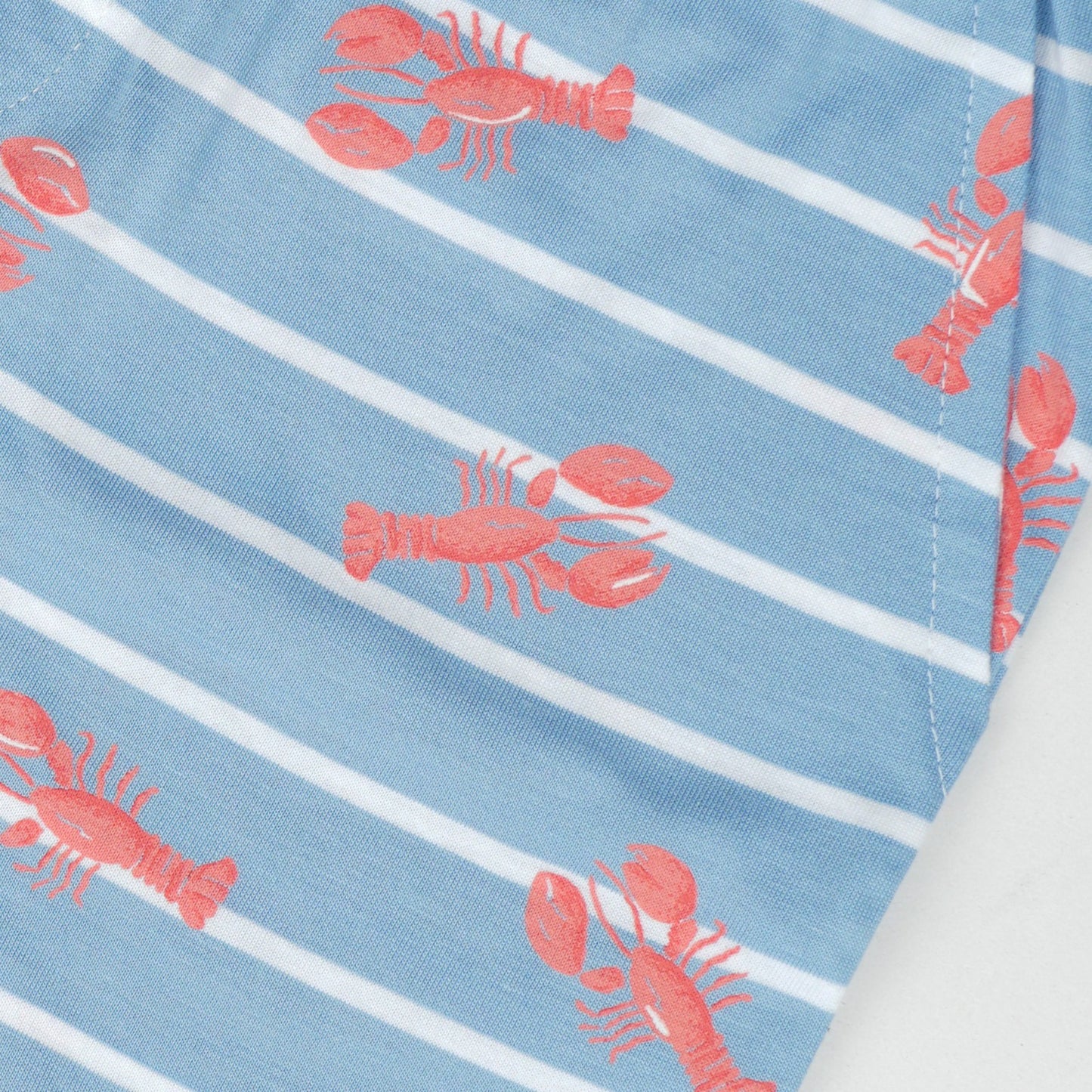 Boys Blue Striped & Lobster Print Mid-Rise Shorts