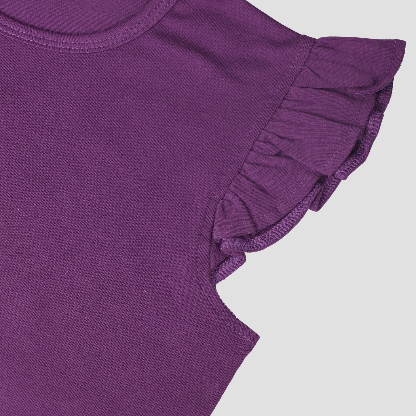 Girls' Soft Cotton Flutter Sleeve Round Neck Top | Casual Summer T-Shirt for Kids