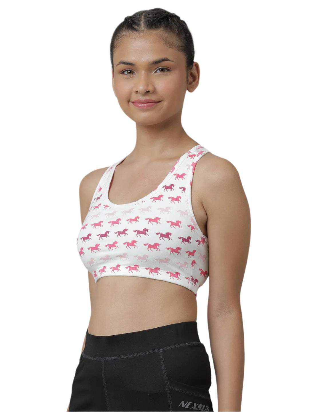 Sports Bra -Solid Colour & Horse All over Print combo of 3.