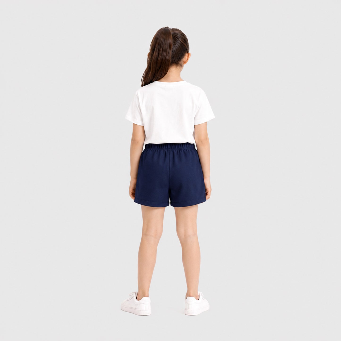 Charm N Cherish Girls Regular Fit Plain Navy Blue Cotton Shorts