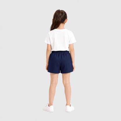 Charm N Cherish Girls Regular Fit Plain Navy Blue Cotton Shorts