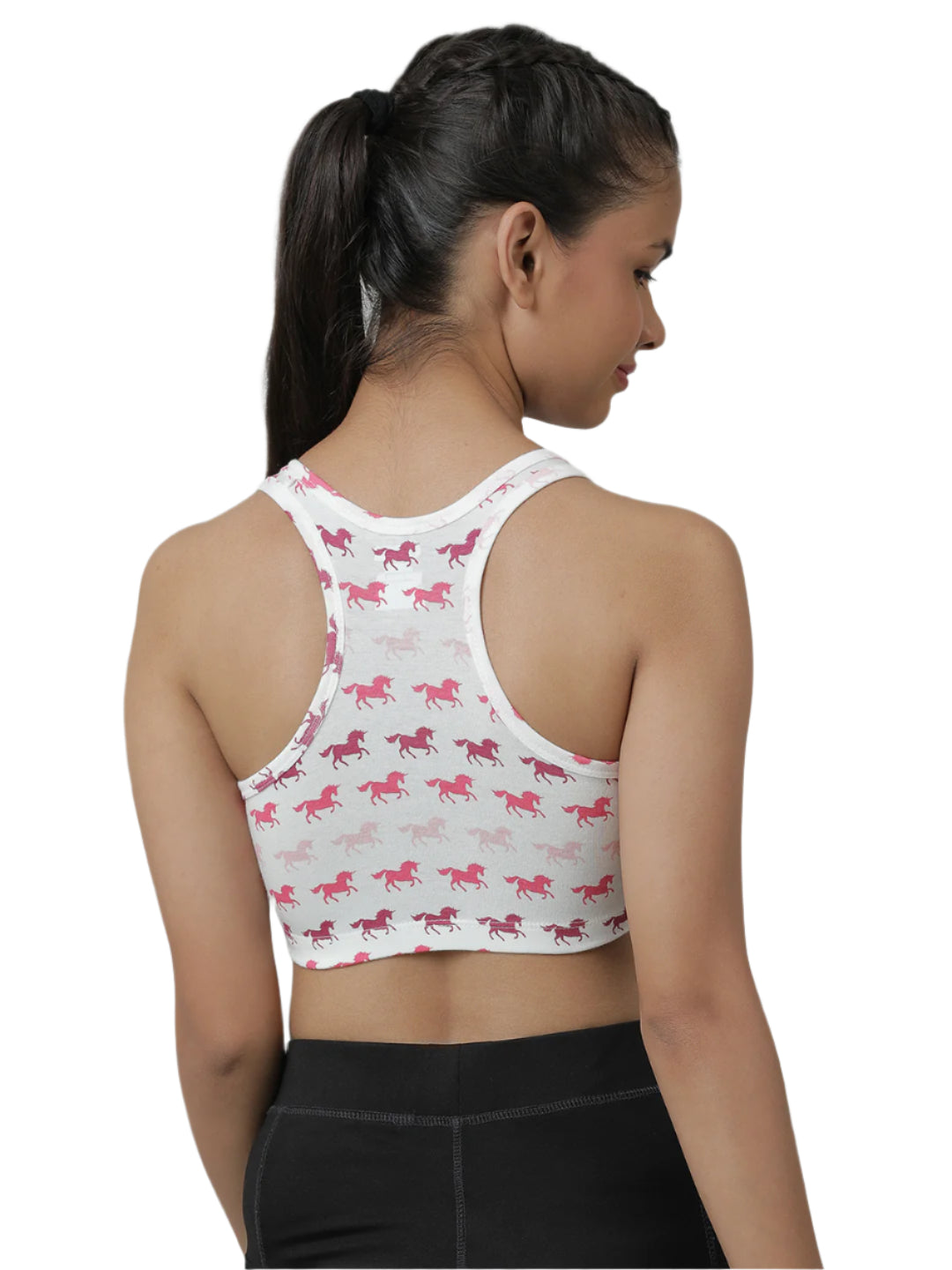 Sports Bra -Solid Colour & Horse All over Print combo of 3.