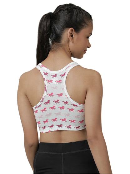 Sports Bra -Solid Colour & Horse All over Print combo of 3.