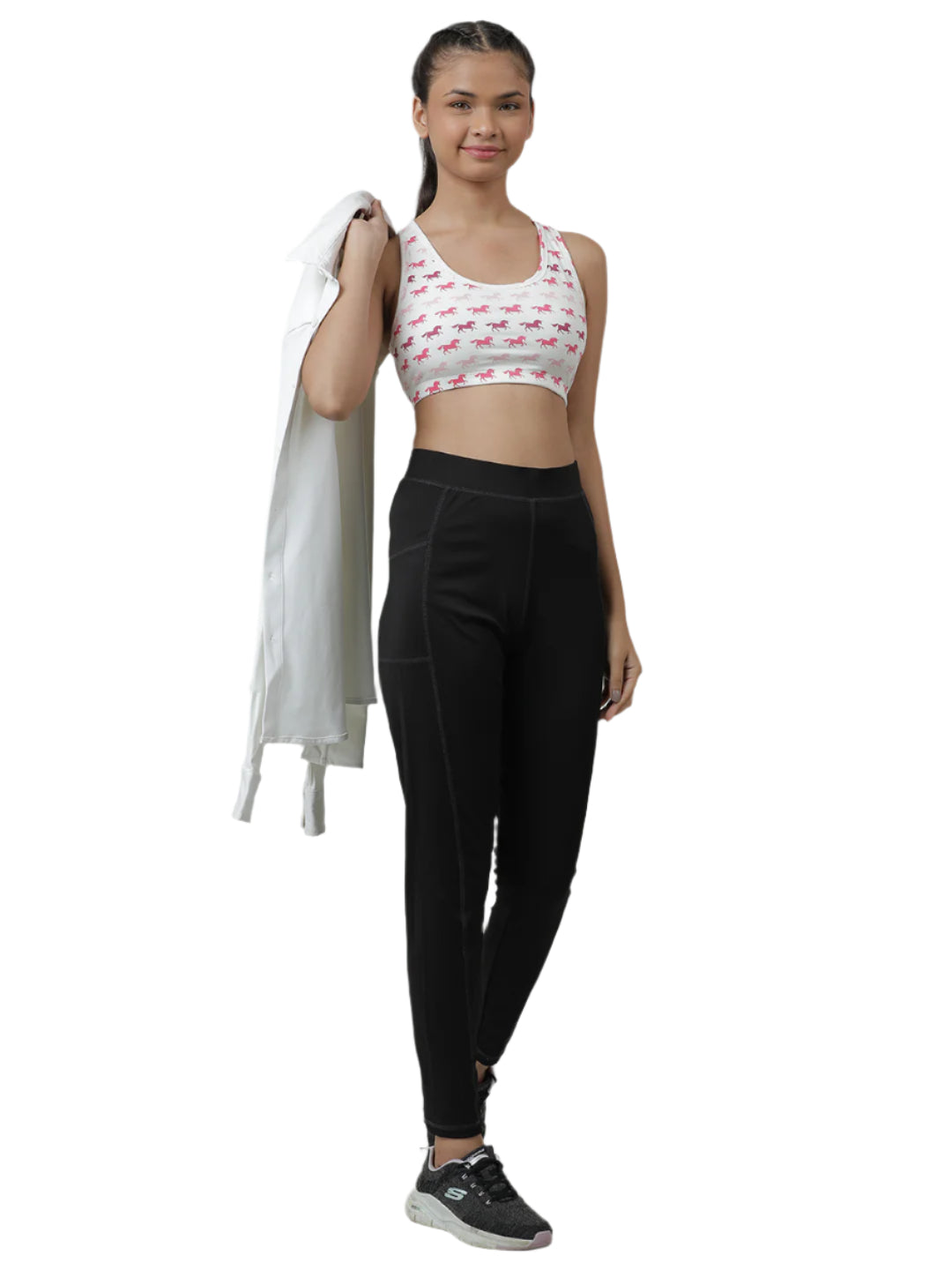 Sports Bra -Solid Colour & Horse All over Print combo of 3.