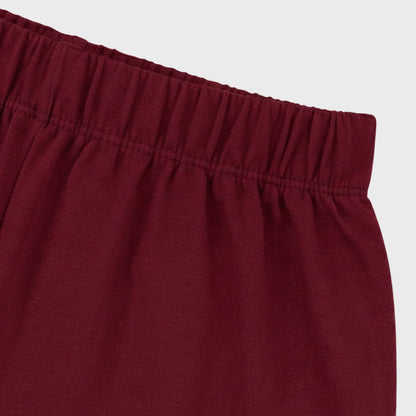 CharmnCherish Kids' Solid Maroon Cotton Shorts with Elastic Waistband Soft Comfortable Casual Shorts for Kids - close-up detail