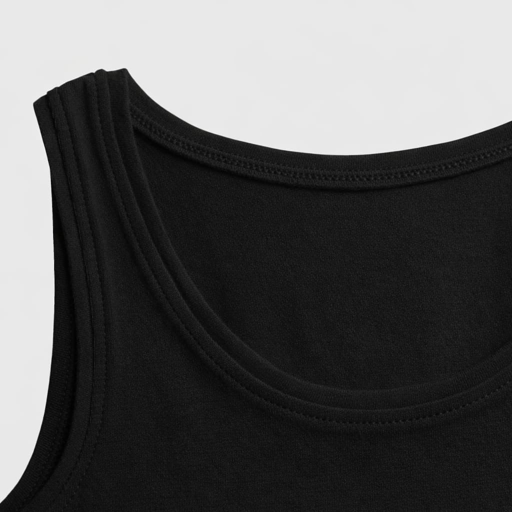 CharmnCherish Kids' Cotton Crop Tank Top - Black - back view