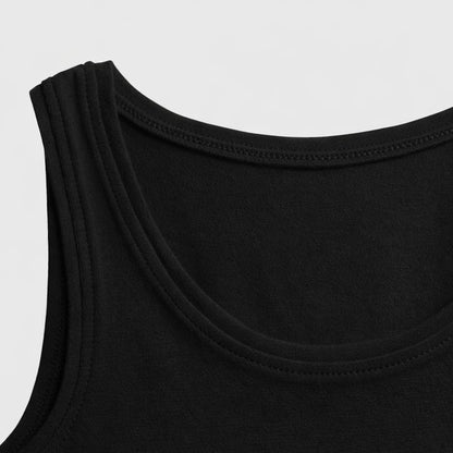 CharmnCherish Kids' Cotton Crop Tank Top - Black - back view