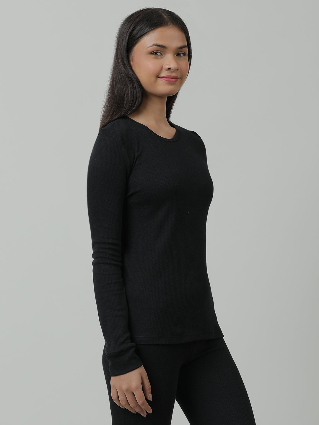 Unisex Thermal Full sleeve Vest & Pant Set _Black.