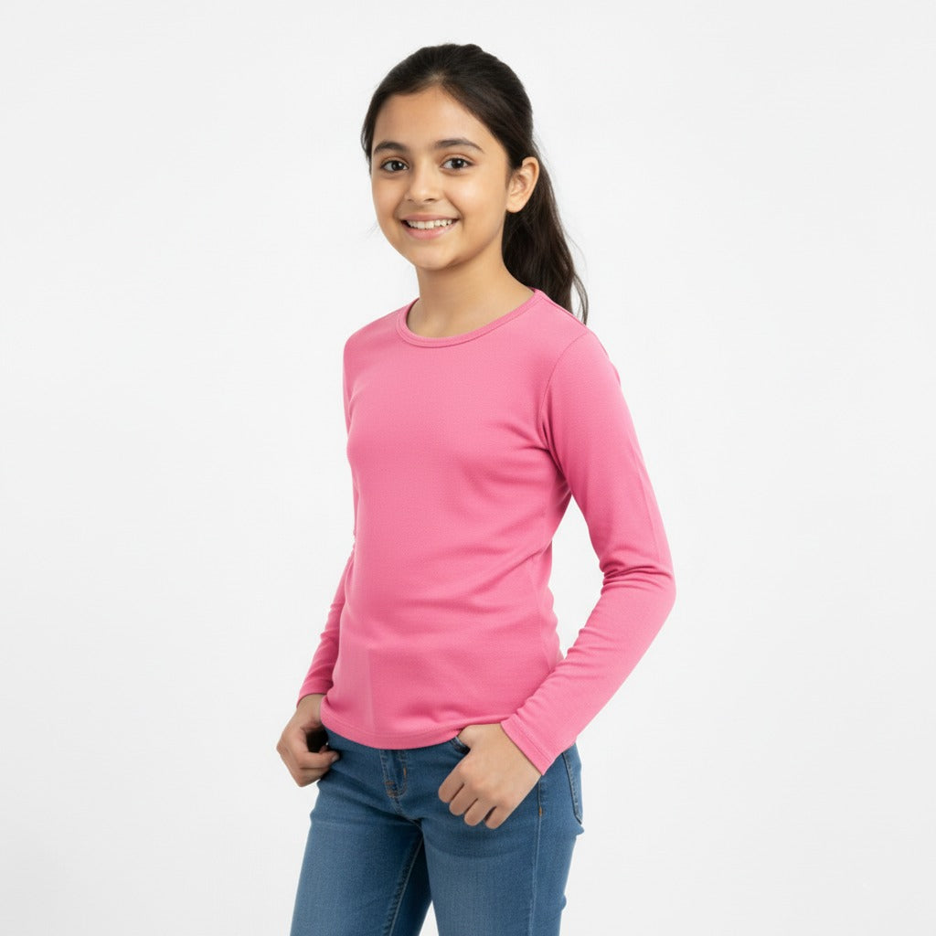 Girls Full Sleeve Tshirt Pack of 1_Pink