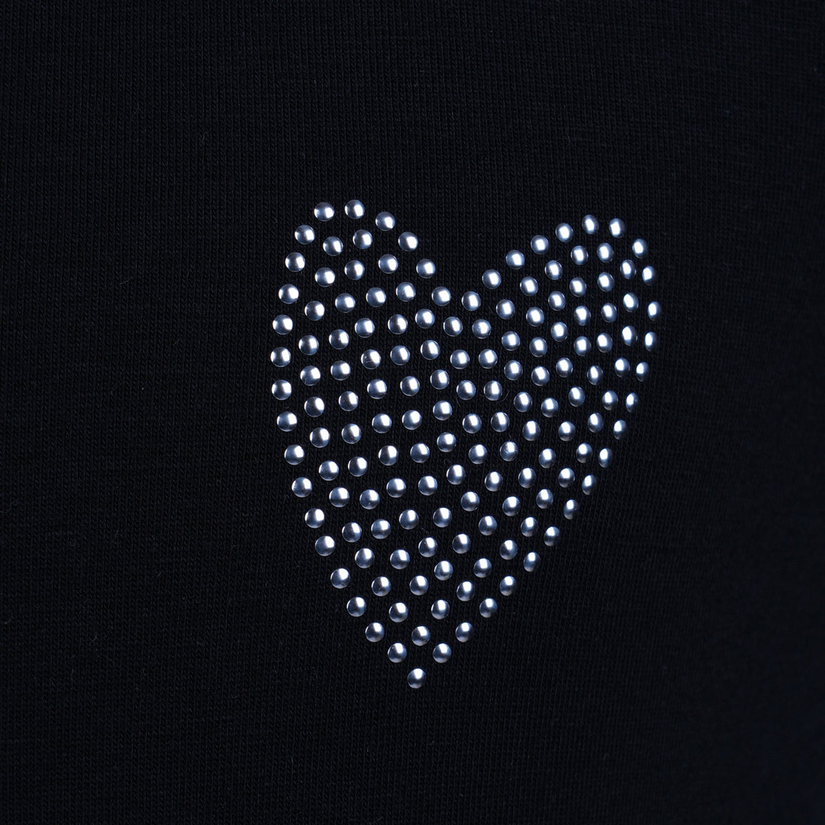 Girls Cotton Heart Printed T-Shirt - Black