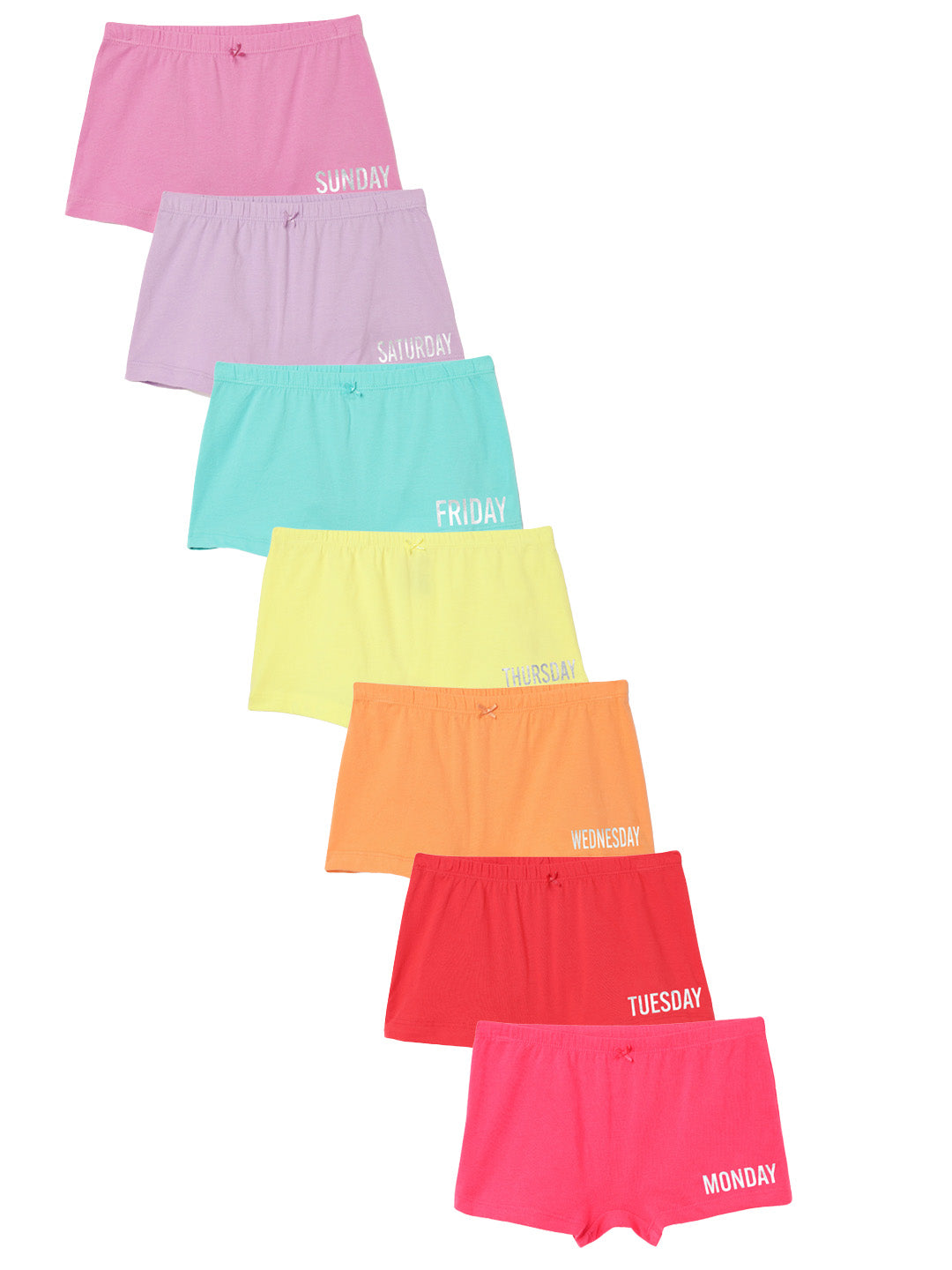 Girls Boy shorts - Weekdays Printed Pack of 7