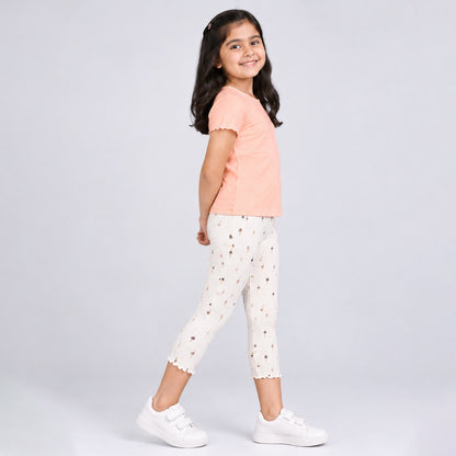 Girls' 3/4 Cotton Leggings - Gardian AOP