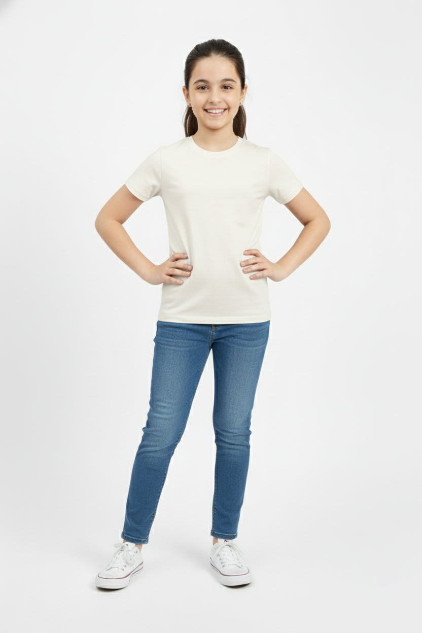 Girls Short Sleeve Tshirt Pack of 1_Off White