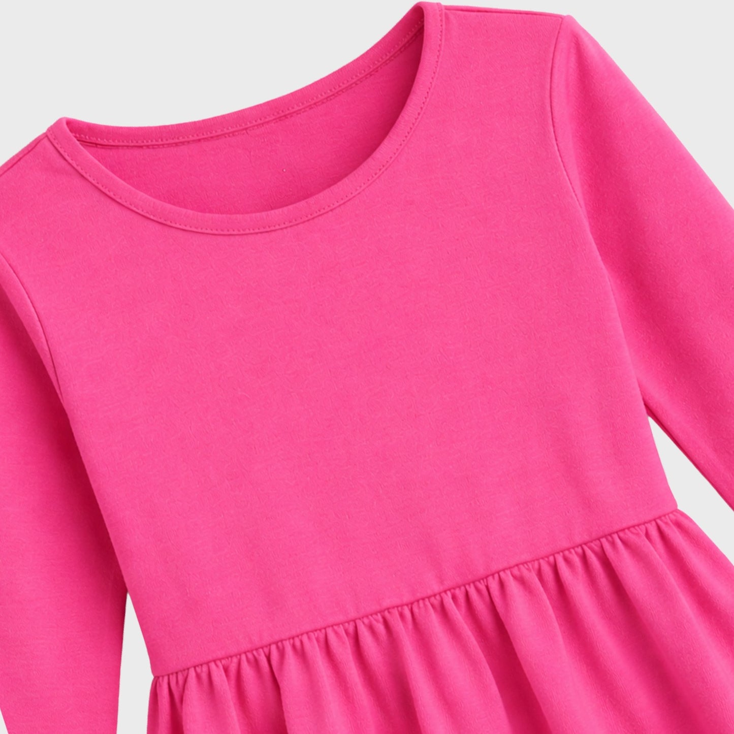 Girls Cotton Long Dress Full Sleeve, Pink