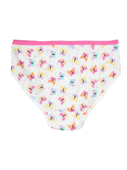 Girls Brief - Butterfly All Over Print & Solid Color Brief Pack of 6