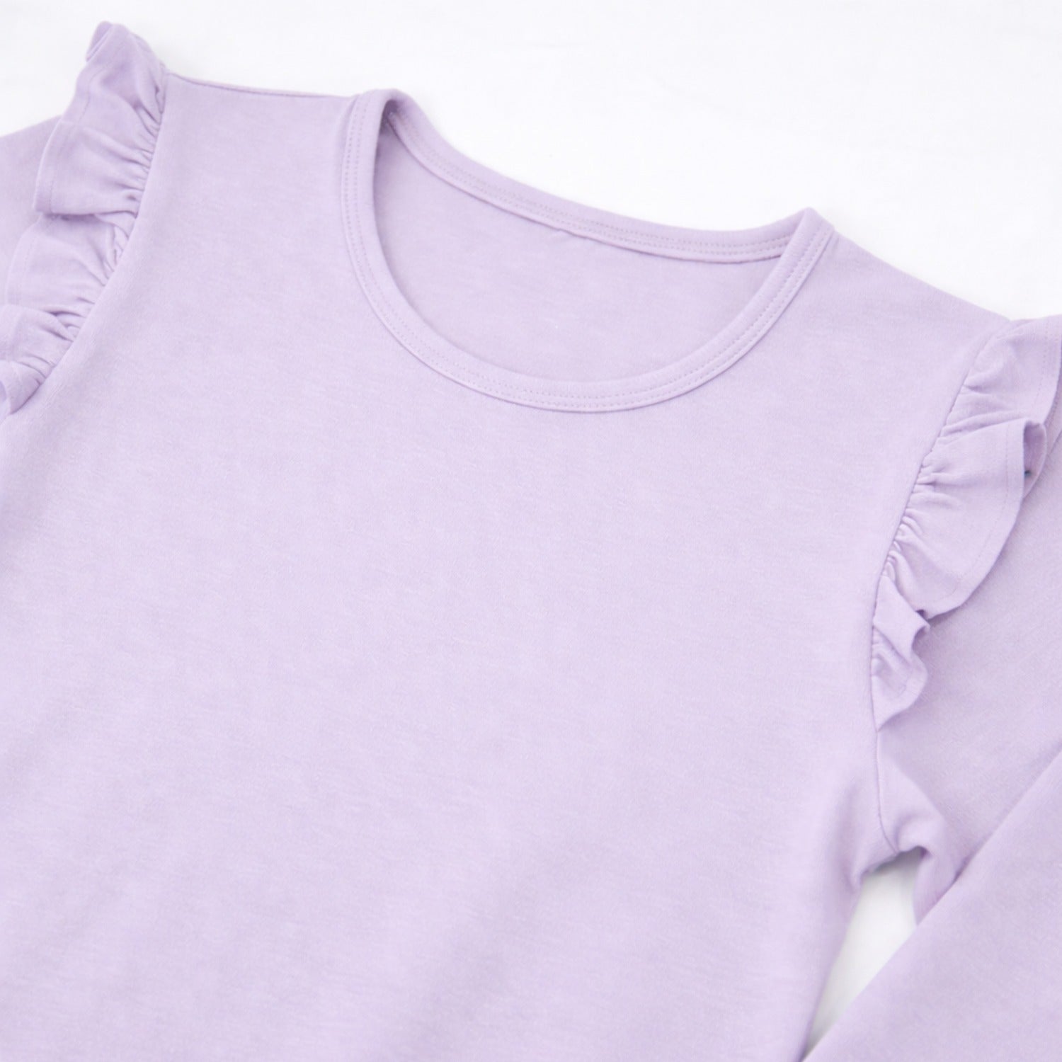 CharmnCherish Girls' Cotton Frill T-Shirt - Lavender (Pack of 1) - close-up detail