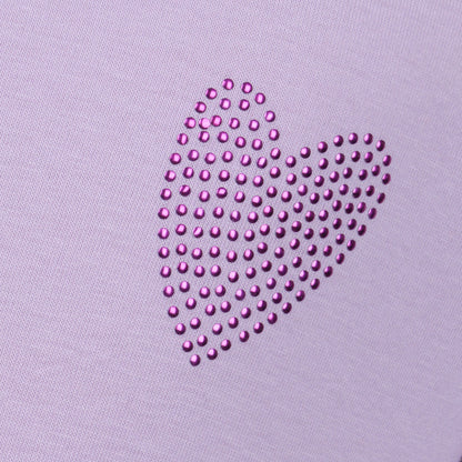 Girls Cotton Heart Printed T-Shirt - Lavender
