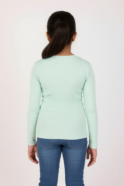 Girls Full Sleeve Tshirt Pack of 1_Aqua