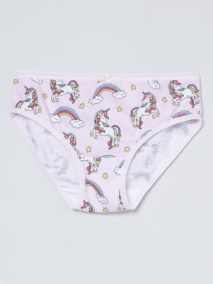 Girls Brief - Unicorn All Over Print & Solid Multicolor Brief Pack of 6.