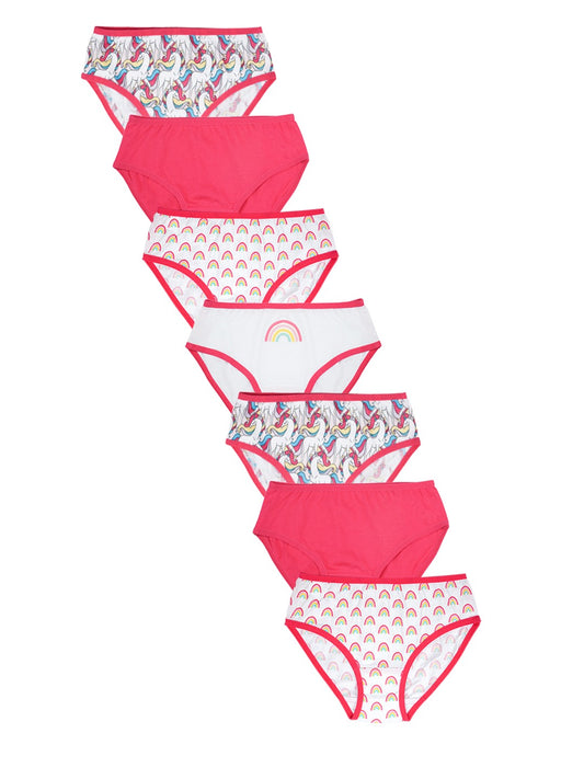 Girls Brief - Rainbow All Over Print Pack Of 7