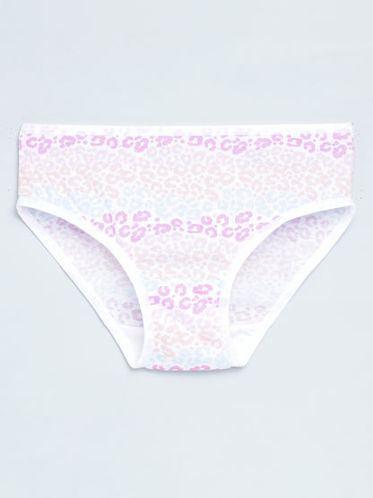 Girls Brief - Leo All Over Print Pack of 4.