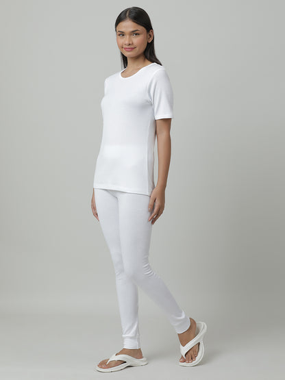 Unisex Thermal Short Sleeve Vest  & Pant Set _White.