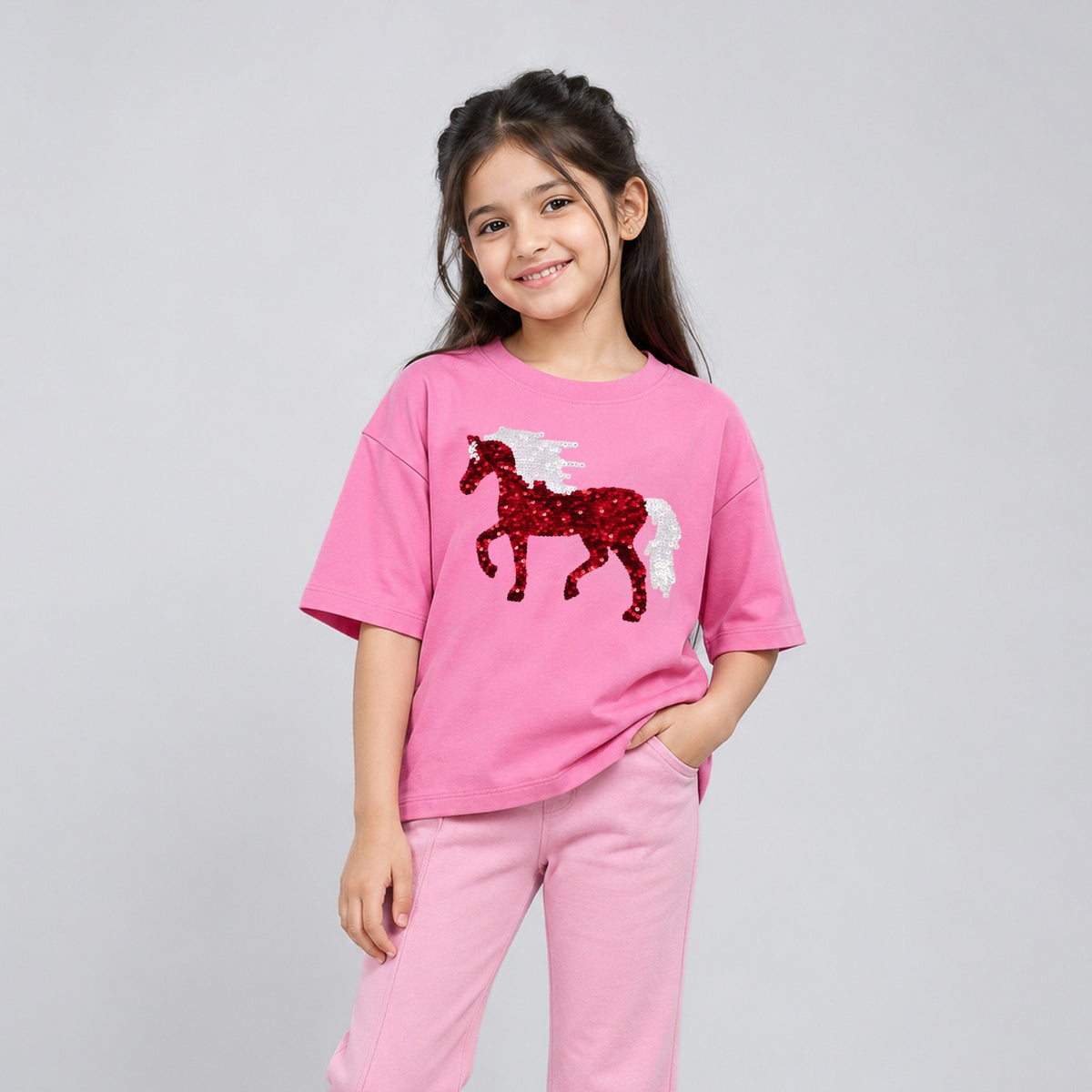 Girls' Sequin Horse Graphic T-Shirt