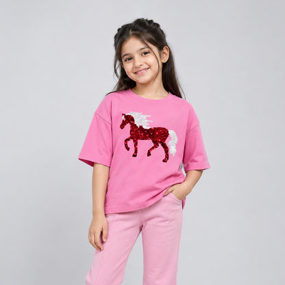Girls' Sequin Horse Graphic T-Shirt