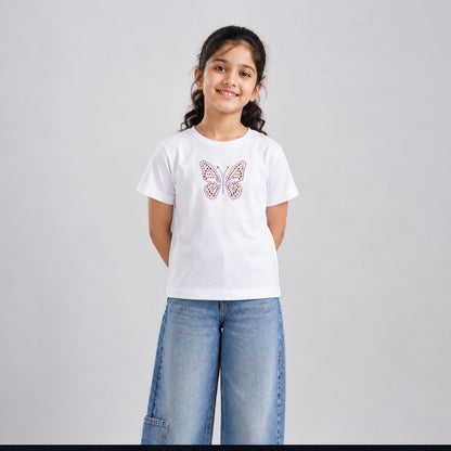 Girls' Cotton Stud Print T-Shirt