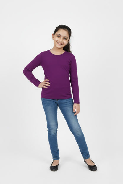 Girls Full Sleeve Tshirt Pack of 1_Purple