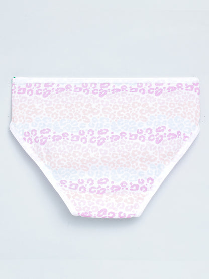 Girls Brief - Leo All Over Print Pack of 4.