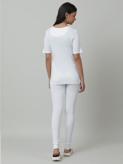 Unisex Thermal Short Sleeve Vest  & Pant Set _White.