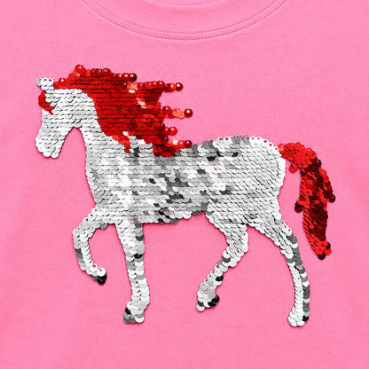 Girls' Sequin Horse Graphic T-Shirt