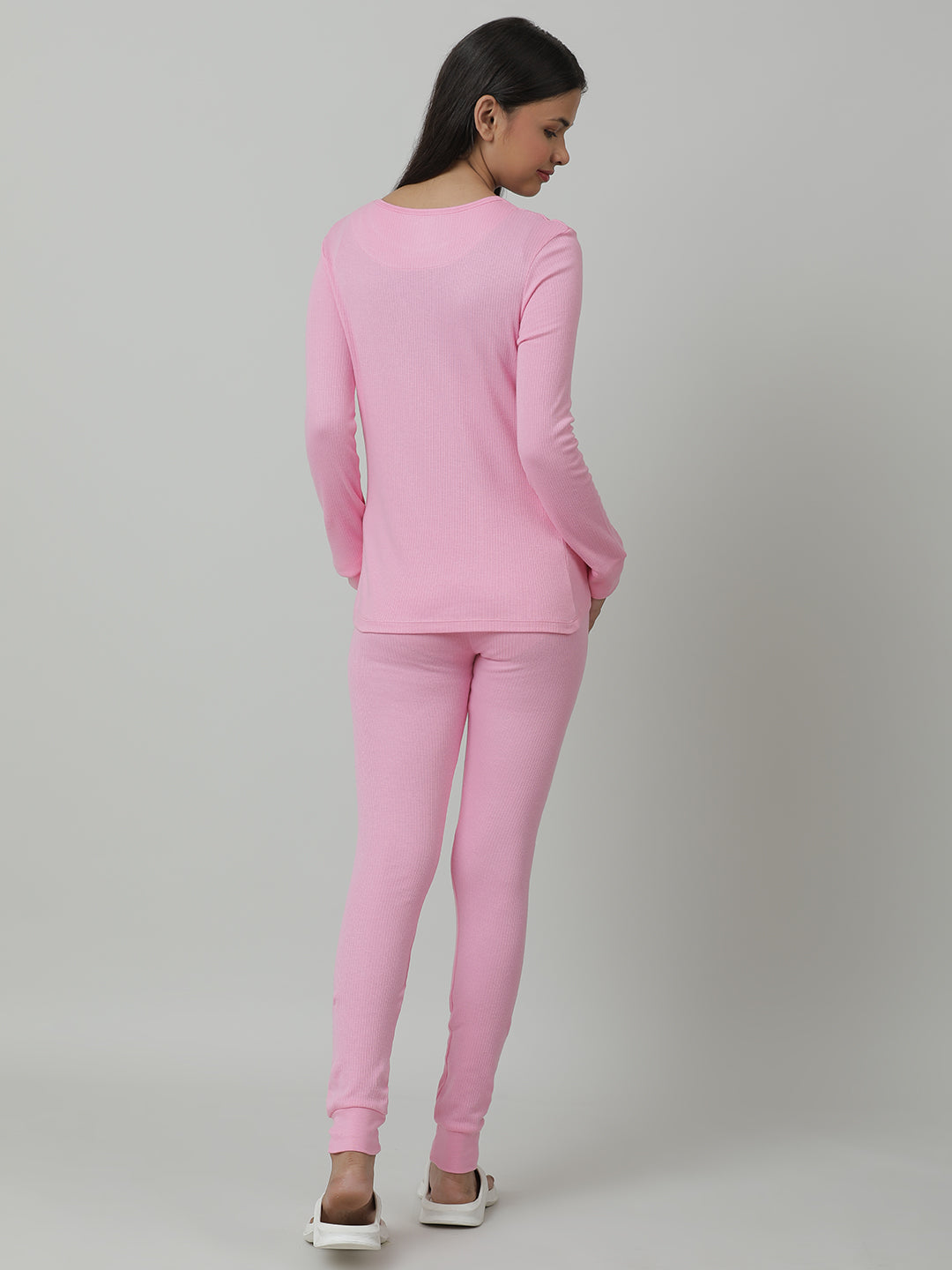 Unisex Thermal Full Sleeve Vest  & Pant Set  _Pink.