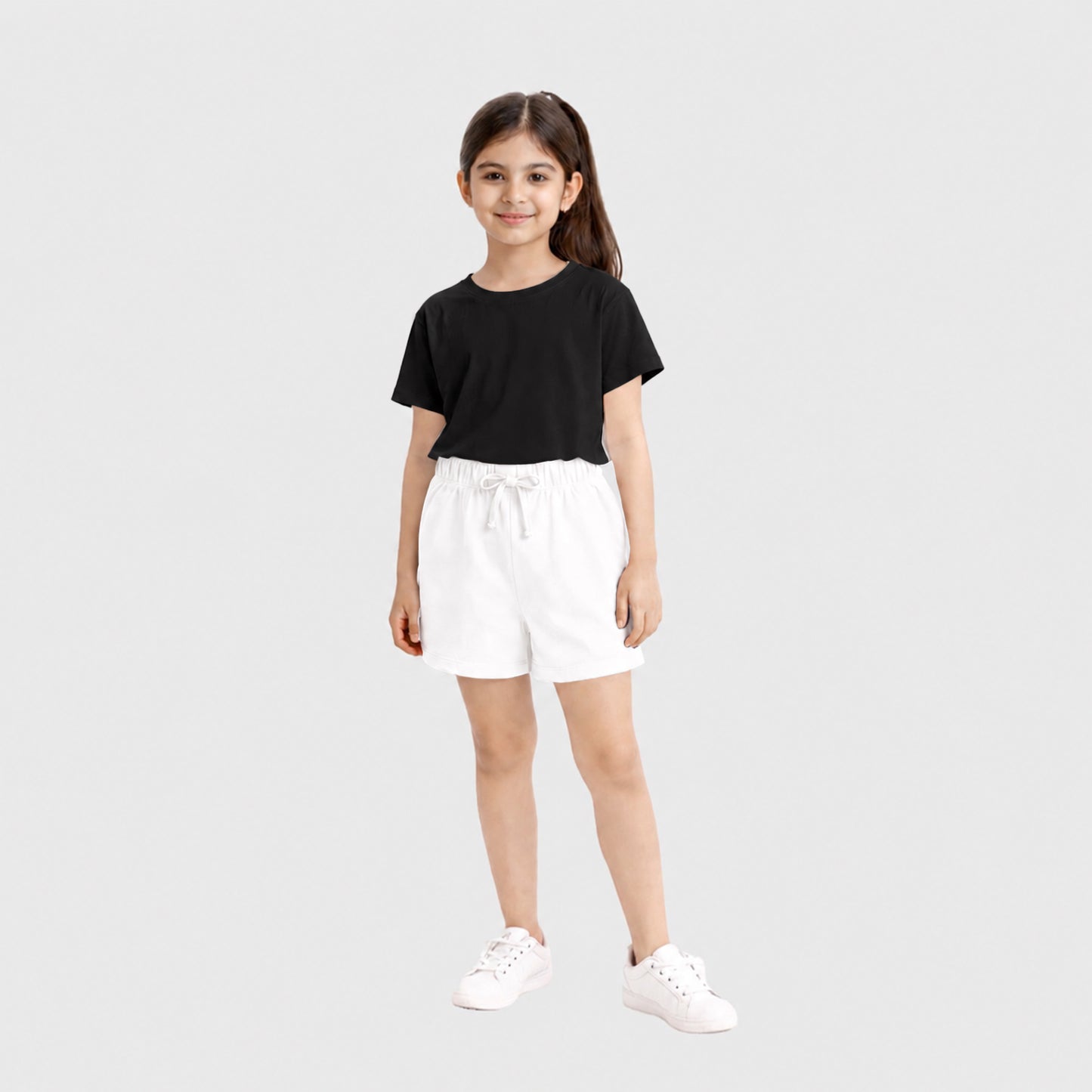 Charm N Cherish Girls Regular Fit Plain White Cotton Shorts