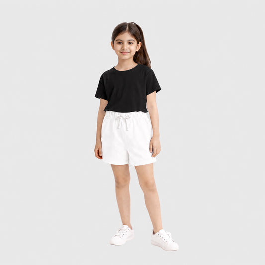 Charm N Cherish Girls Regular Fit Plain White Cotton Shorts