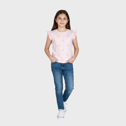 Girls Frill sleeveless Tshirt Fruit Printed Pack of 3